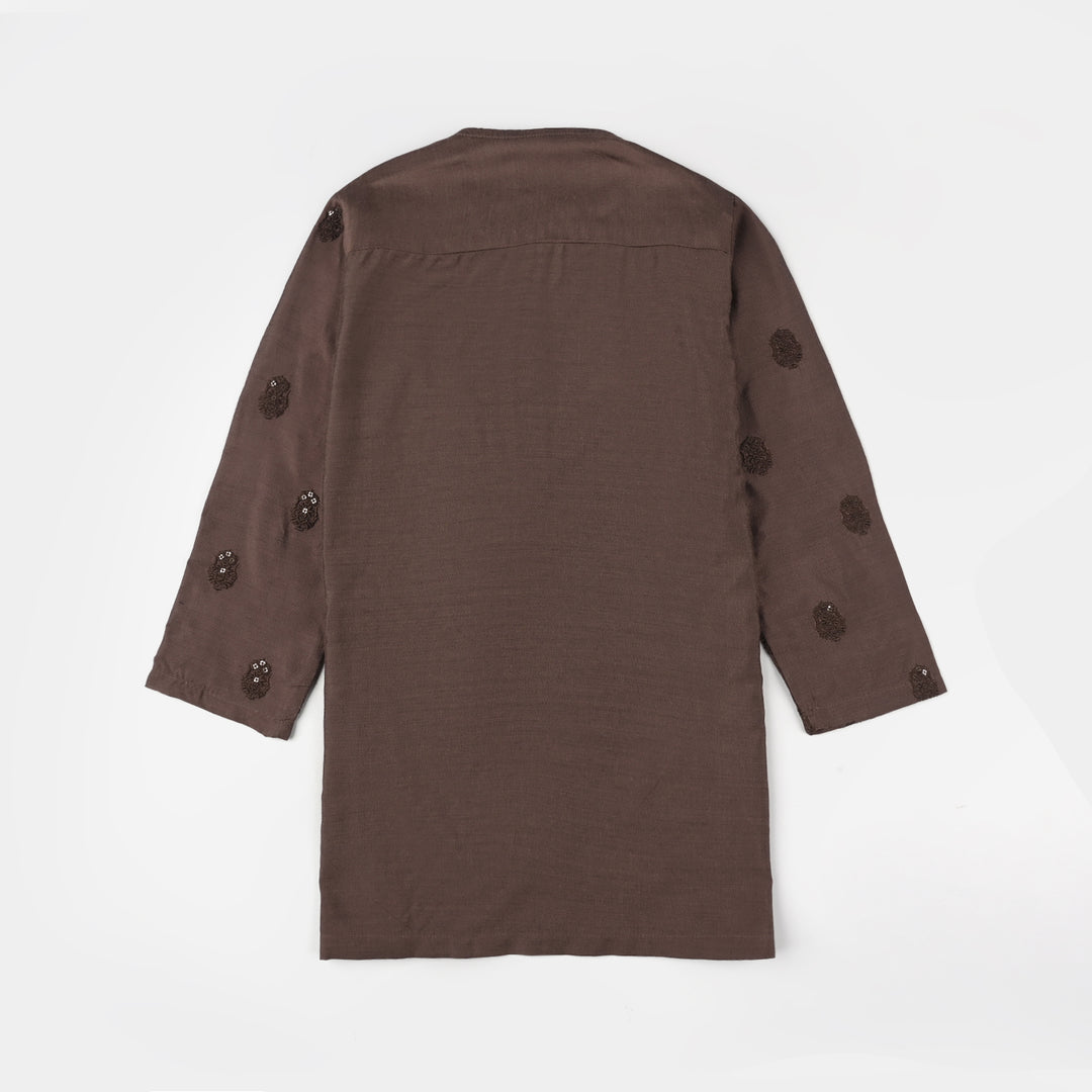 Infant Boys Cotton Poplin Kurta Pajama (Sitara)-BROWN