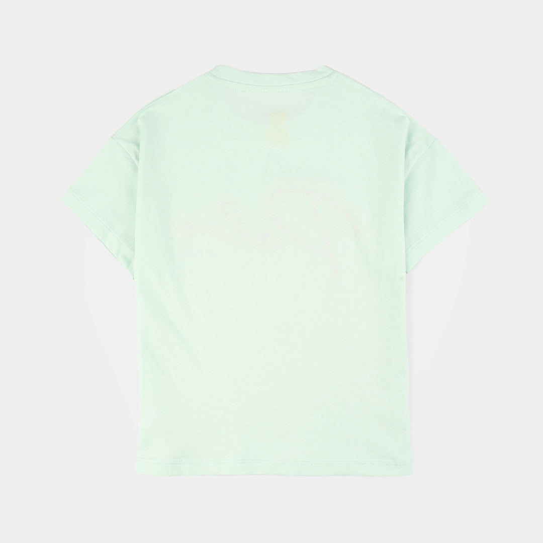 Girls Cotton Interlock T-Shirt (Palm Beach) - Green