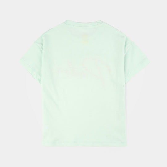 Girls Cotton Interlock T-Shirt (Palm Beach) - Green