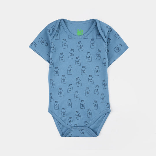 Infant Boys Cotton Interlock Romper (Little Sipper) - Blue