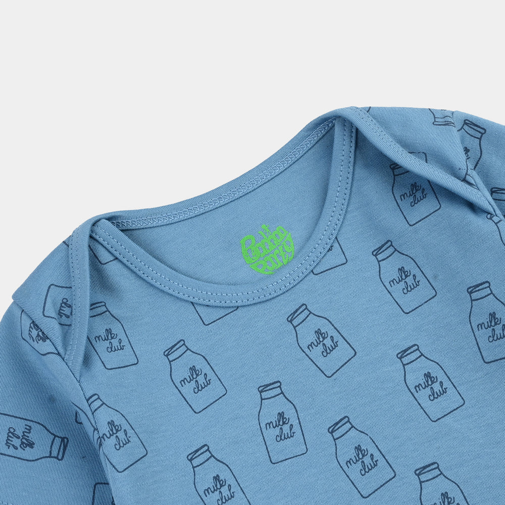 Infant Boys Cotton Interlock Romper (Little Sipper) - Blue