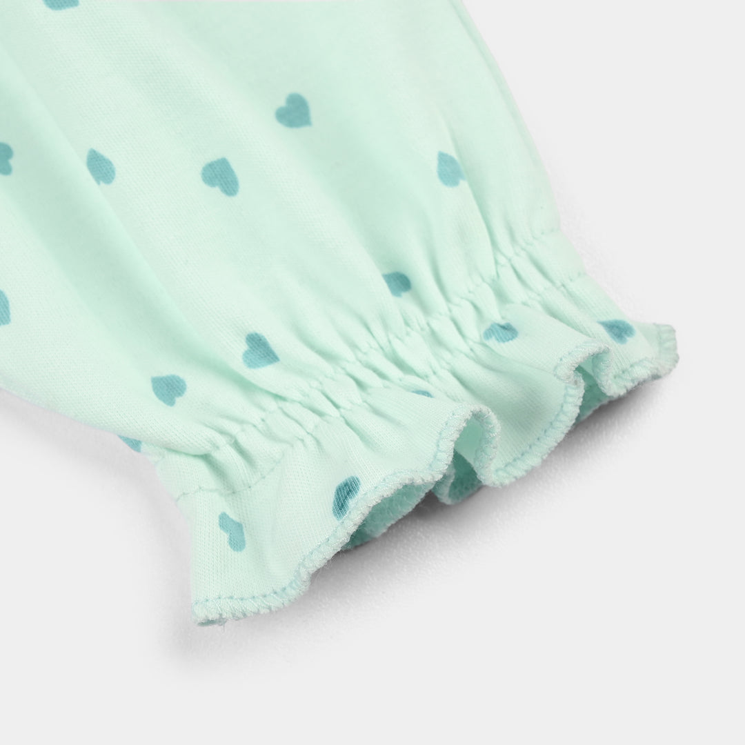 Infant Girls Cotton Interlock Romper- Blue