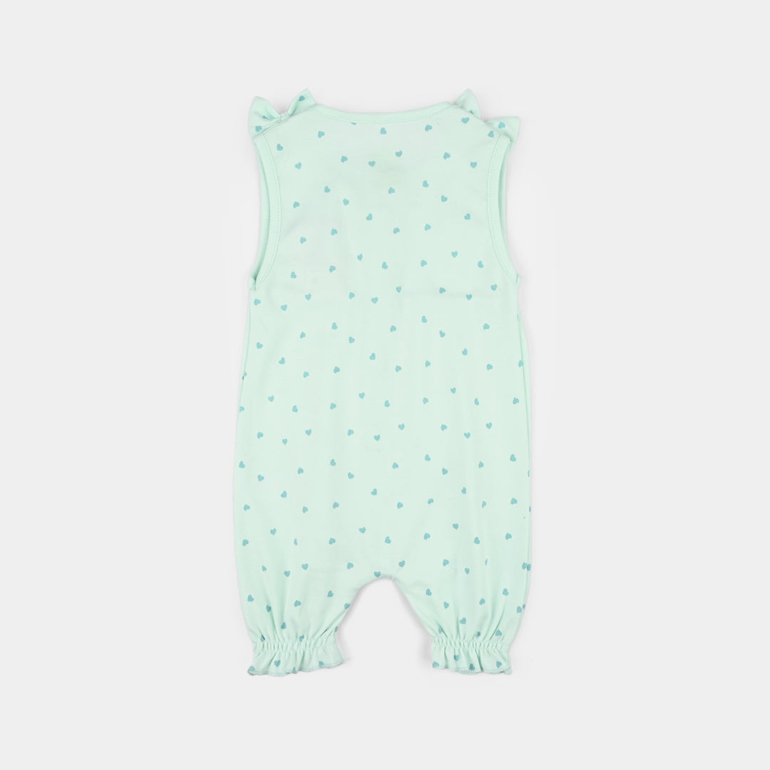 Infant Girls Cotton Interlock Romper- Blue