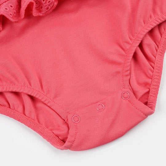 Infant Girls Cotton Interlock Romper- Pink