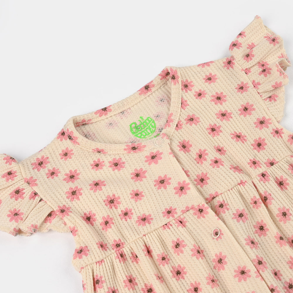 Infant Girls Thermal Romper (Tiny Blooms) - Beige