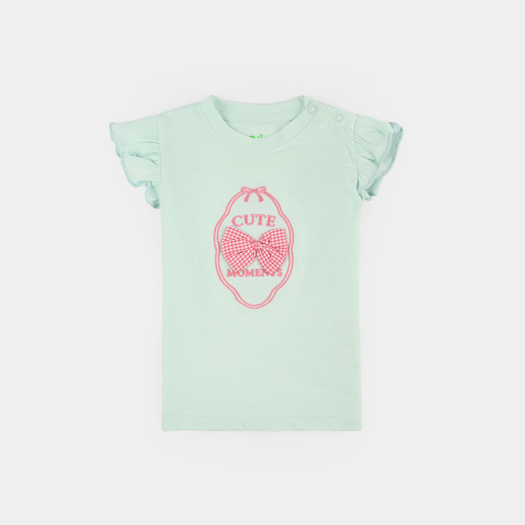 Infant Girls Cotton Interlock T-Shirt CUTE MOMENTS - Sea Green