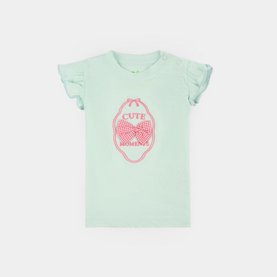 Infant Girls Cotton Interlock T-Shirt CUTE MOMENTS - Sea Green