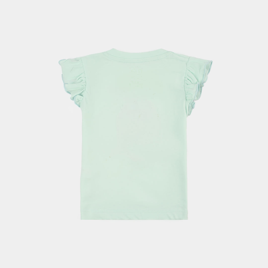 Infant Girls Cotton Interlock T-Shirt CUTE MOMENTS - Sea Green