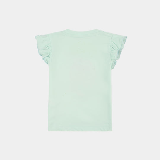 Infant Girls Cotton Interlock T-Shirt CUTE MOMENTS - Sea Green