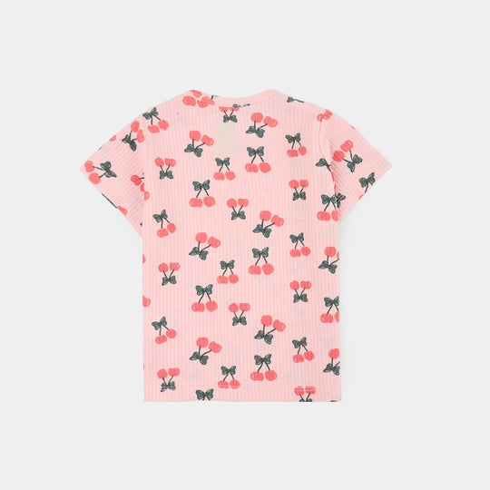 Infant Girls Thermal T-Shirt - Cherry Pink