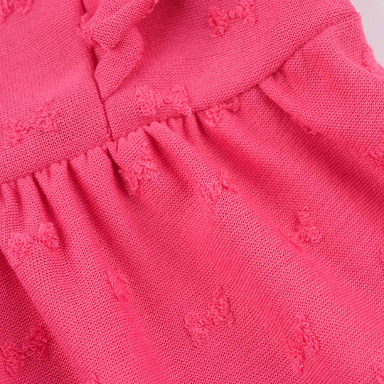 Infant Girls Jacquard Frill Frock (Bow) - Pink