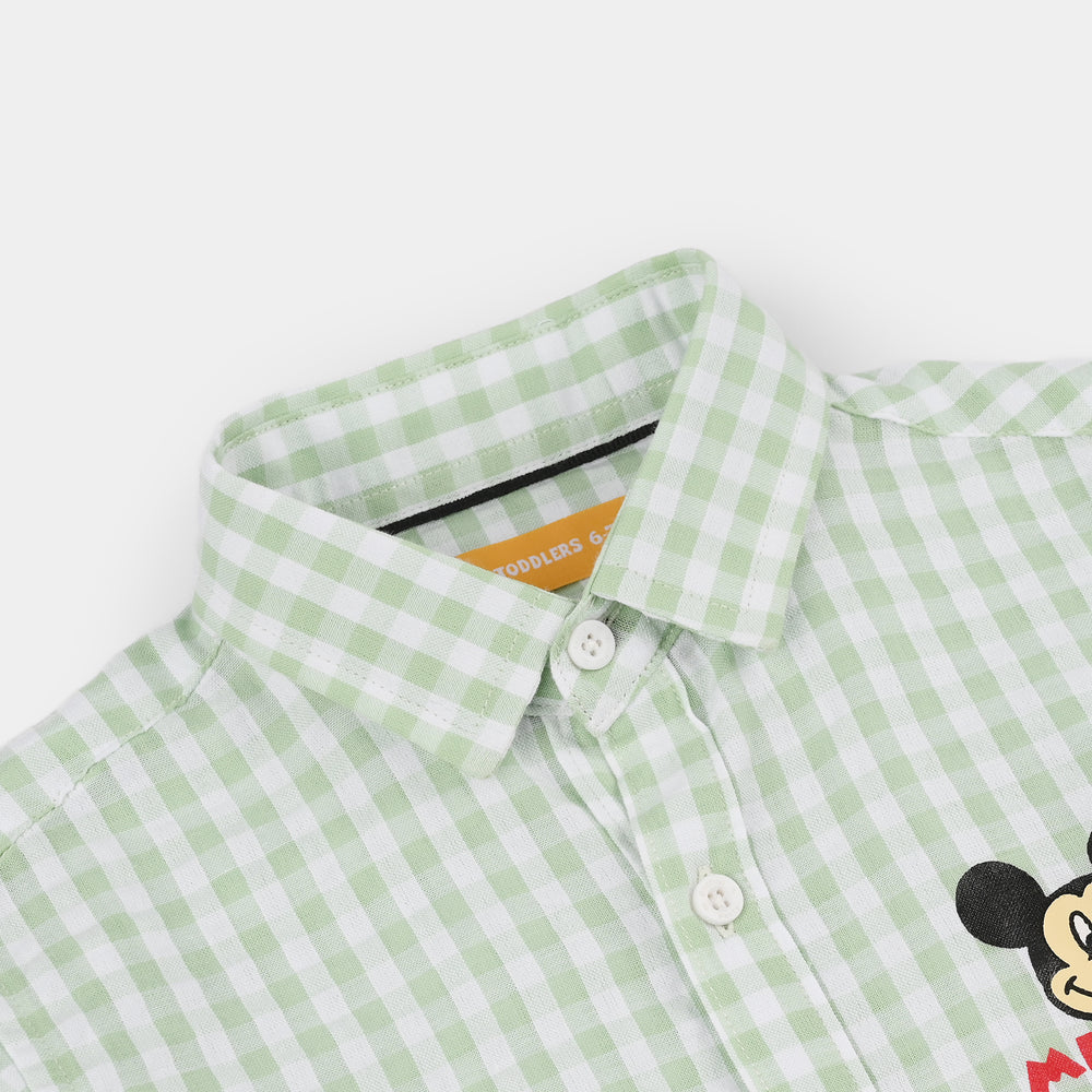 Boys Yarn Dyed Shirt-Green.Check