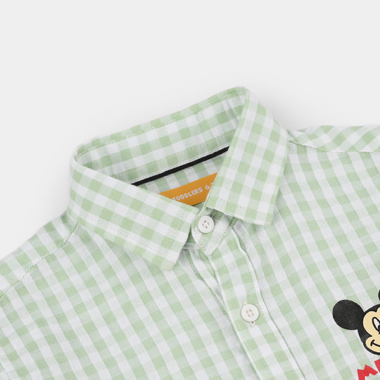 Boys Yarn Dyed Shirt-Green.Check