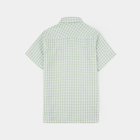Boys Yarn Dyed Shirt-Green.Check