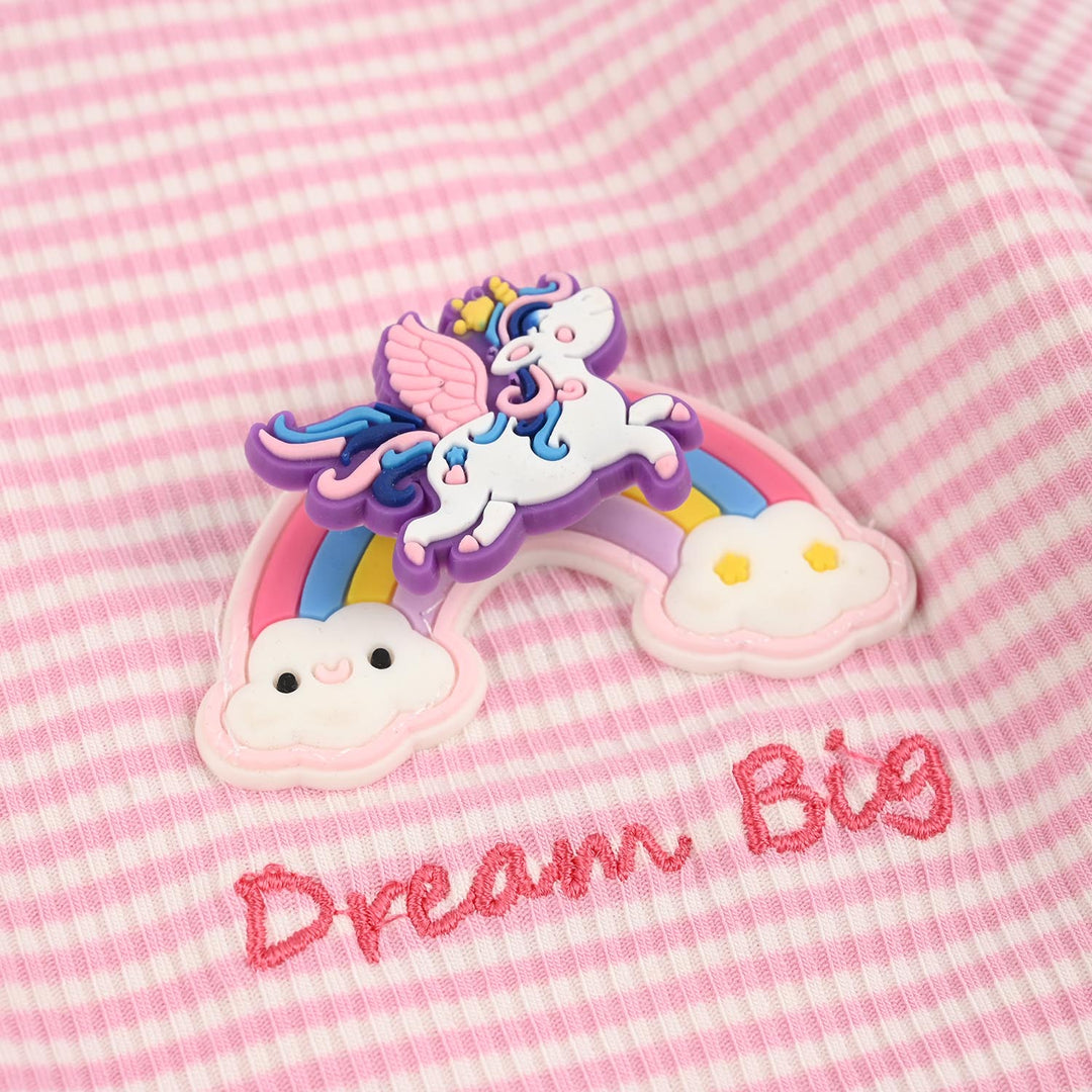 Infant Girls Yarn Dyed Romper - Pink