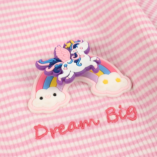 Infant Girls Yarn Dyed Romper - Pink