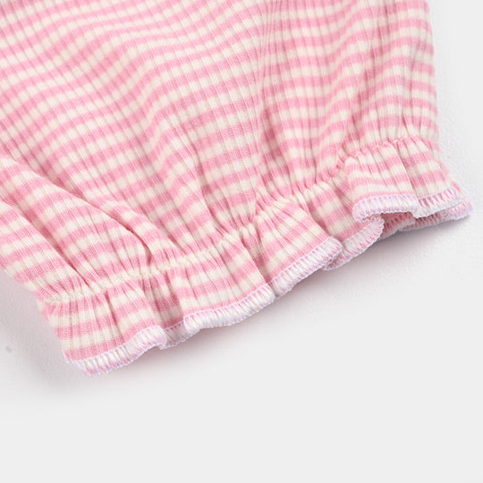 Infant Girls Yarn Dyed Romper - Pink