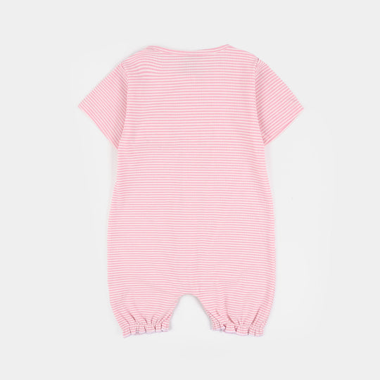 Infant Girls Yarn Dyed Romper - Pink