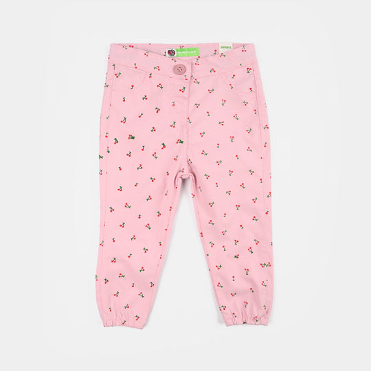 Infant Girls Cotton Twill Pants - Cherry/Pink