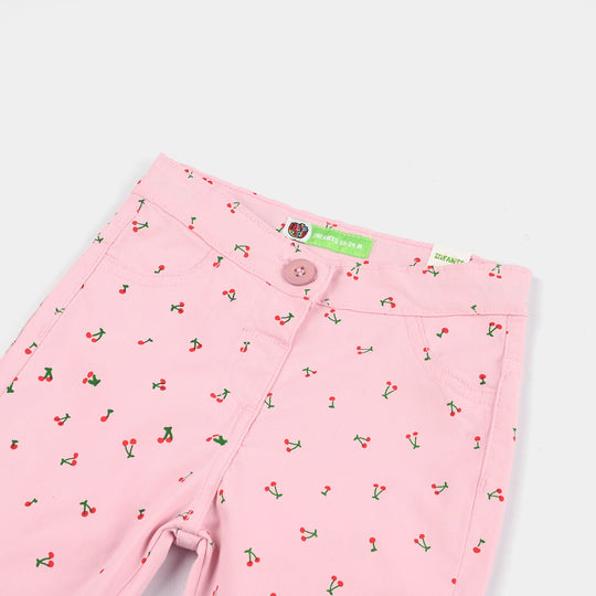 Infant Girls Cotton Twill Pants - Cherry/Pink