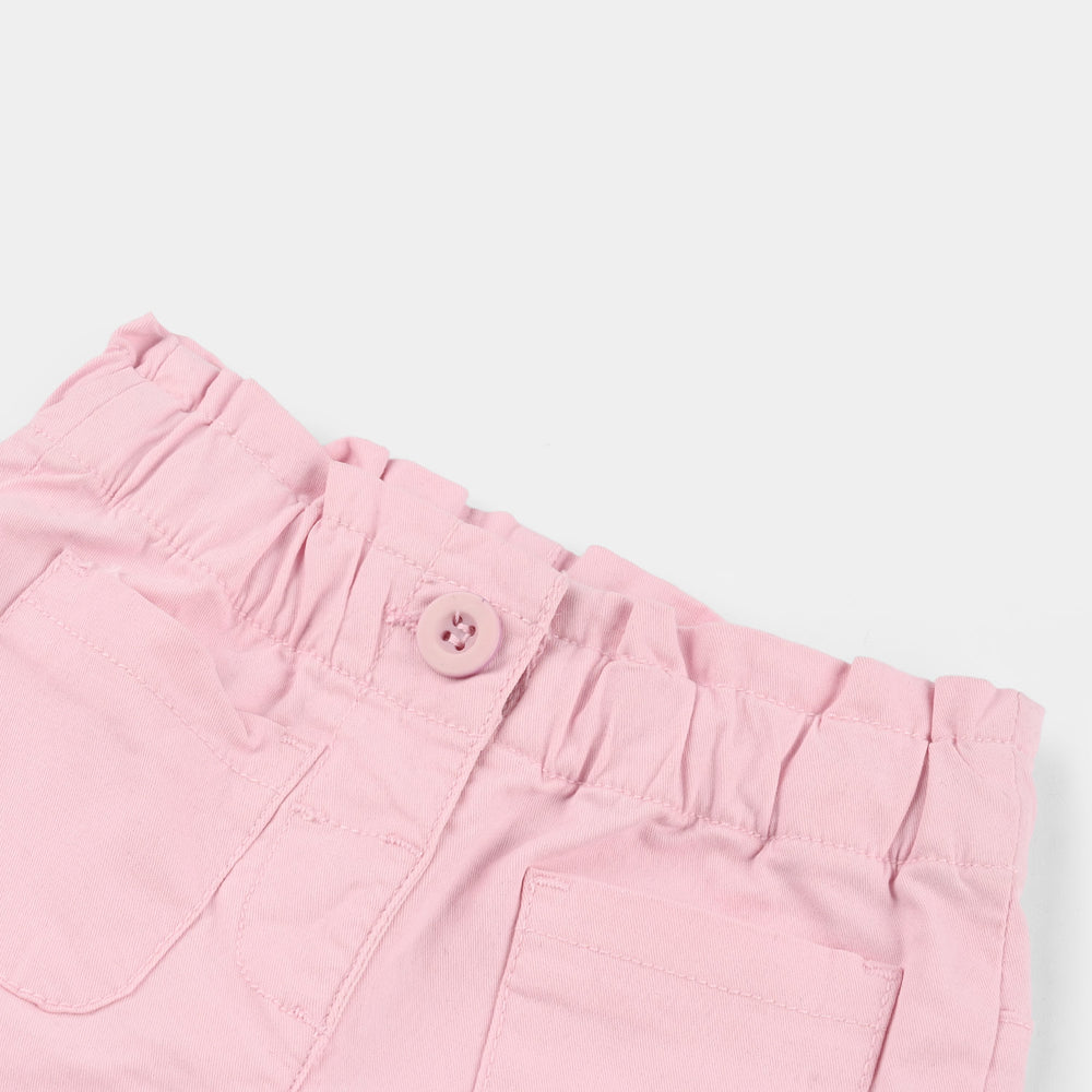 Infant Girls Cotton Twill SHORT DUBBLE POCKET-PINK