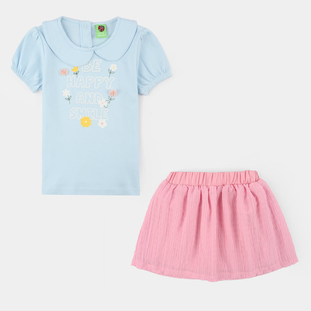 Infant Girls Cotton Interlock Knitted Suit SMILE-Blue.Pink