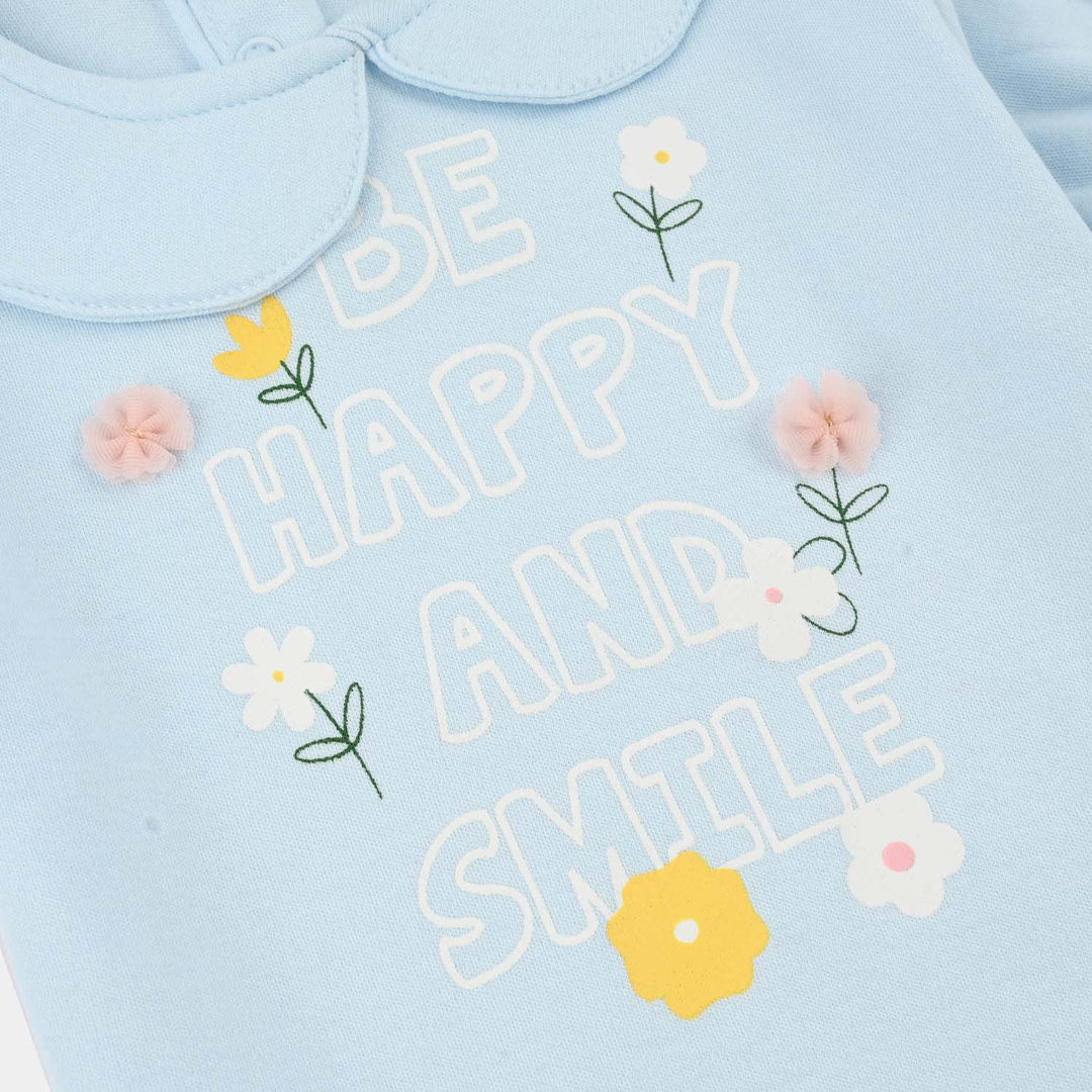 Infant Girls Cotton Interlock Knitted Suit SMILE-Blue.Pink