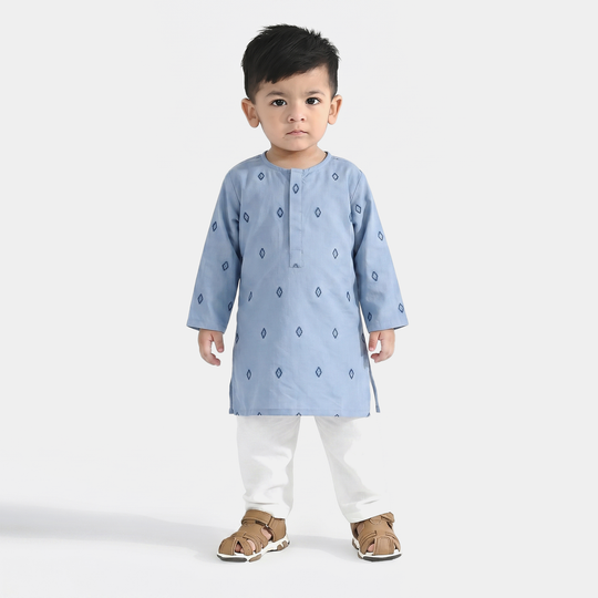 Infant Boys Cotton Interlock Jacquard Printed Kurta (Tribal)