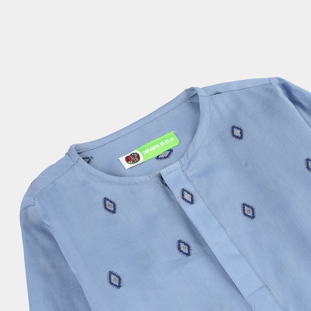 Infant Boys Cotton Jacquard Printed Kurta (Tribal)