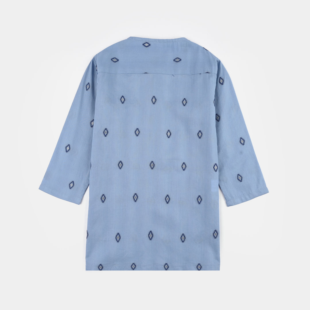 Infant Boys Cotton Jacquard Printed Kurta (Tribal)