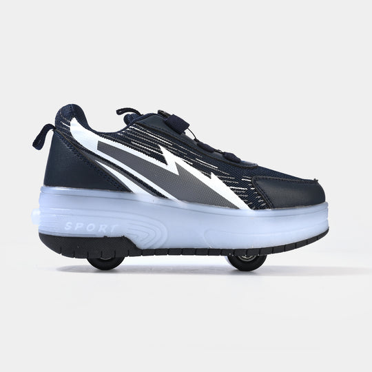 Boys Skate Shoes 116-2-Navy/Grey