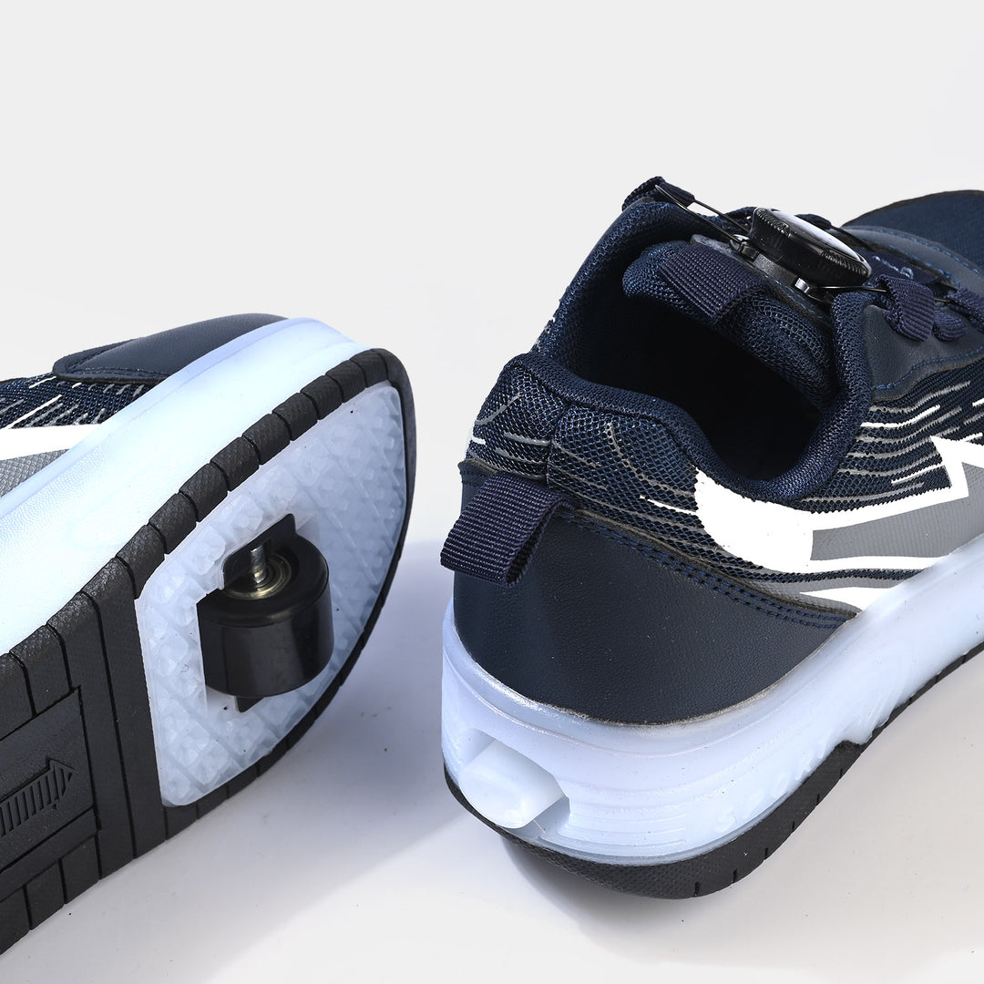 Boys Skate Shoes 116-2-Navy/Grey