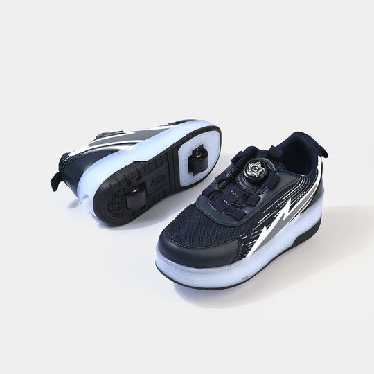 Boys Skate Shoes 116-2-Navy/Grey