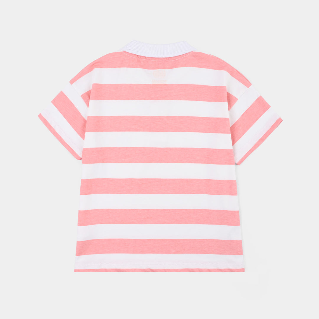 Girls Jersey/Terry T-Shirt H/S Waves Vibes-White