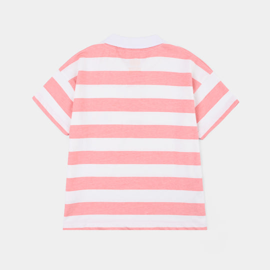 Girls Jersey/Terry T-Shirt H/S Waves Vibes-White