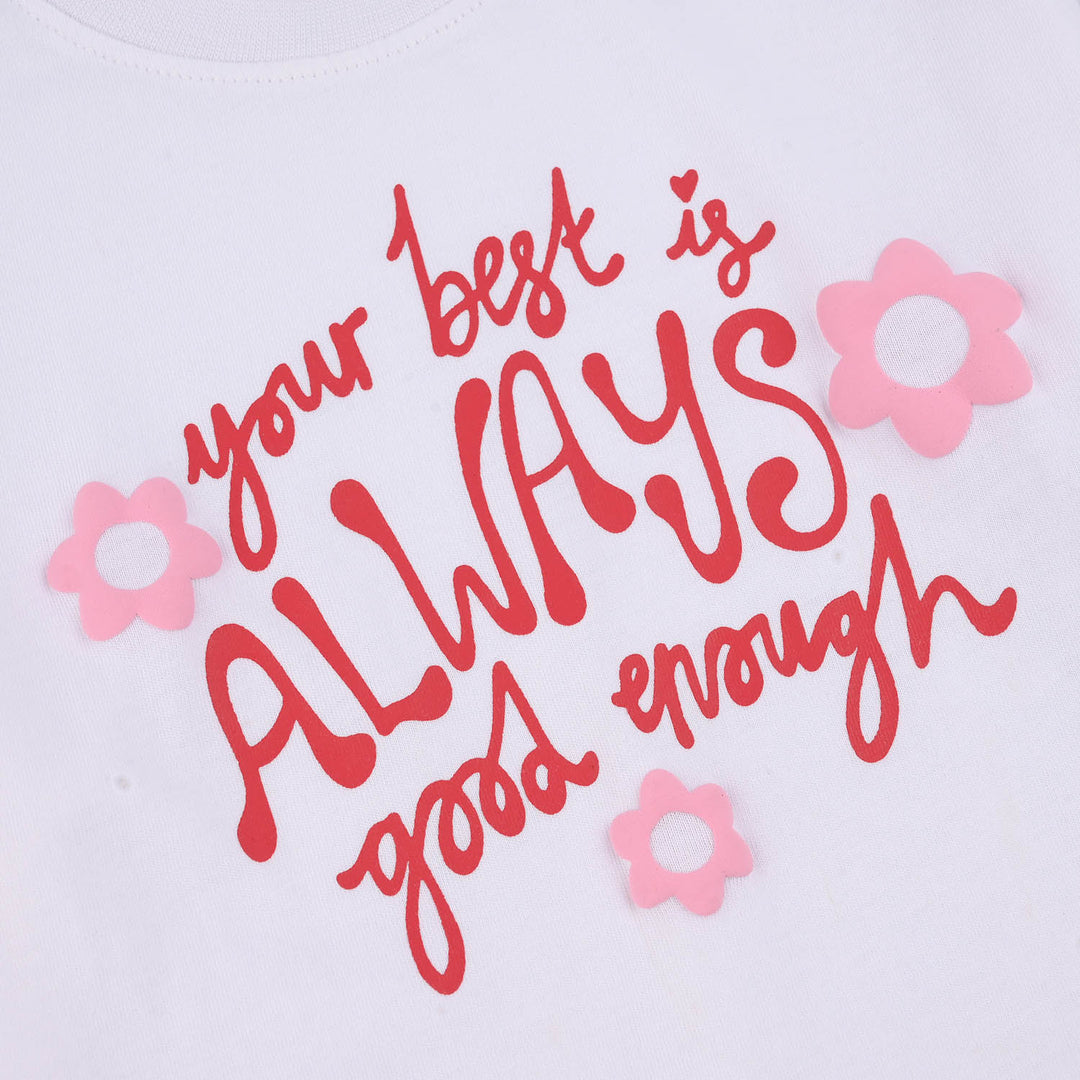 Girls Jersey Terry T-Shirt (Your Best) - White