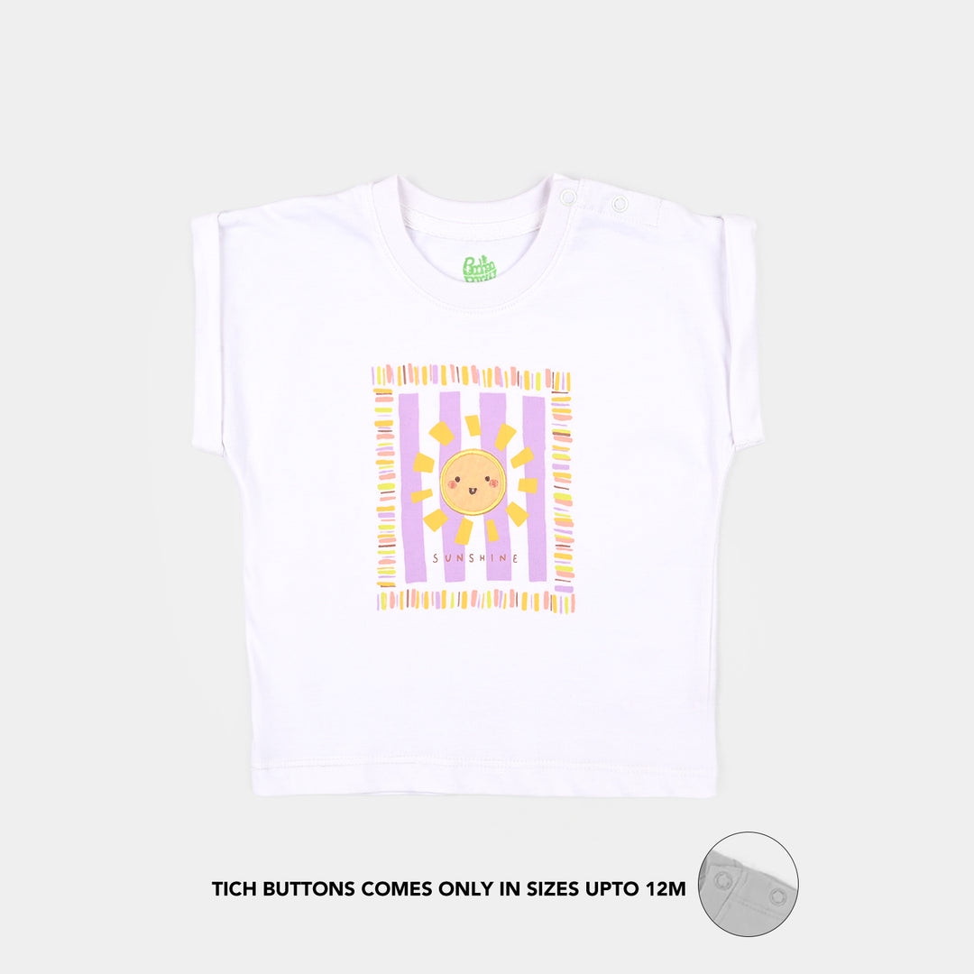 Infant Girls Jersey/Terry T-Shirt Sunshine - White