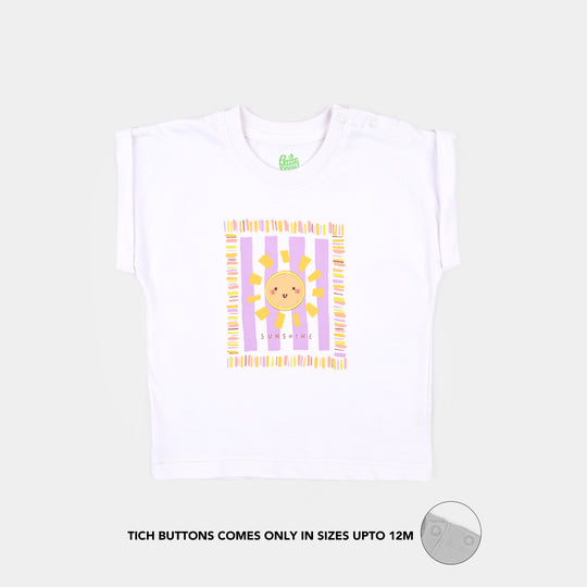 Infant Girls Jersey/Terry T-Shirt Sunshine - White