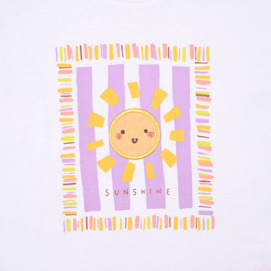 Infant Girls Jersey/Terry T-Shirt Sunshine - White