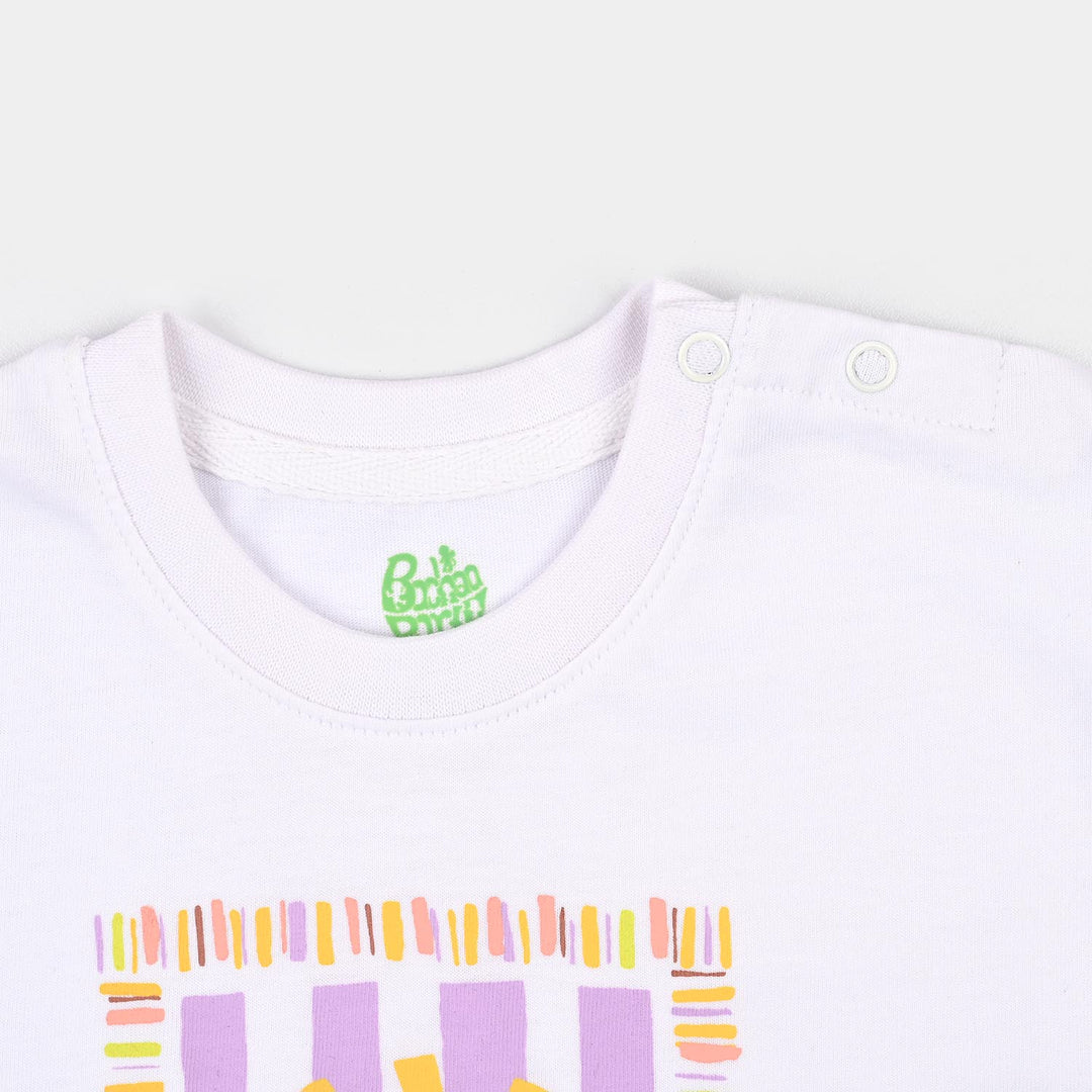 Infant Girls Jersey/Terry T-Shirt Sunshine - White