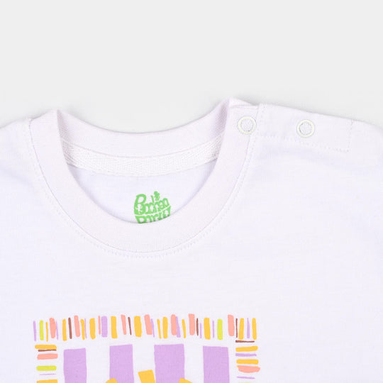 Infant Girls Jersey/Terry T-Shirt Sunshine - White