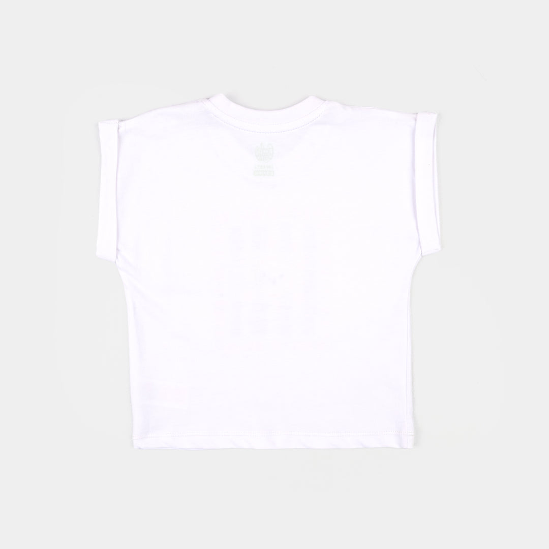 Infant Girls Jersey/Terry T-Shirt Sunshine - White
