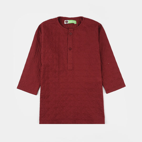 Infant Boys Cotton Poplin Kurta (Winery Chicken Kari) - Maroon