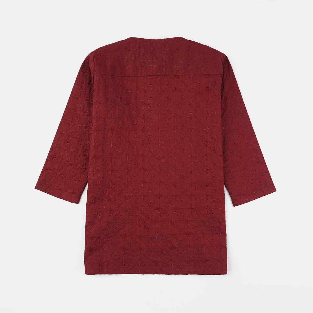 Infant Boys Cotton Poplin Kurta (Winery Chicken Kari) - Maroon