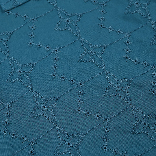 Infant Boys Cotton Poplin EMB Kurta (Lynos Chicken Kari)-T.Blue