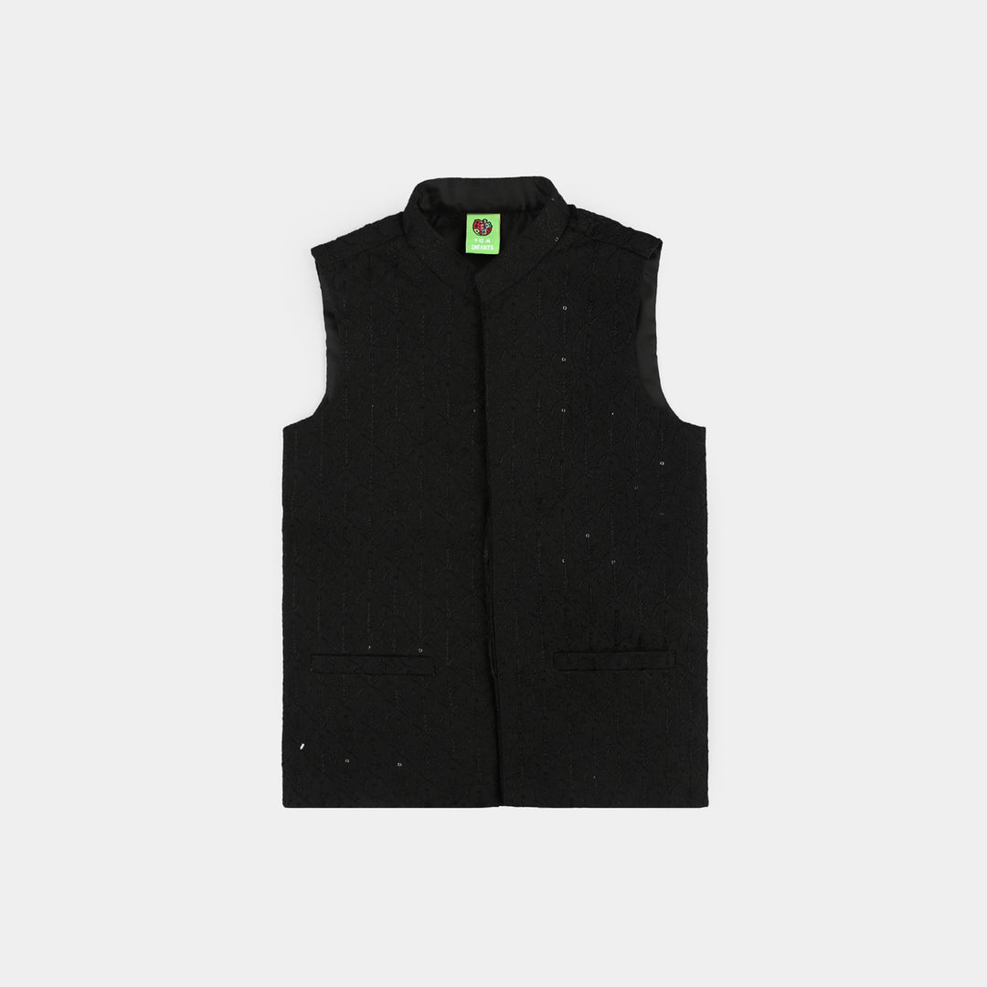 Infant Boys Poly Viscose Waistcoat (Charm)-BLACK