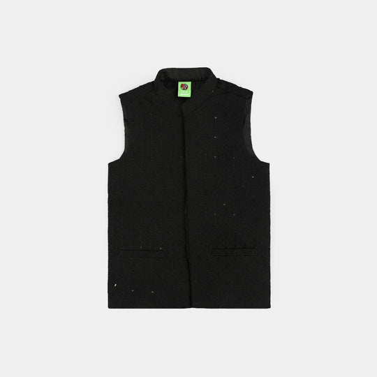 Infant Boys Poly Viscose Waistcoat (Charm)-BLACK