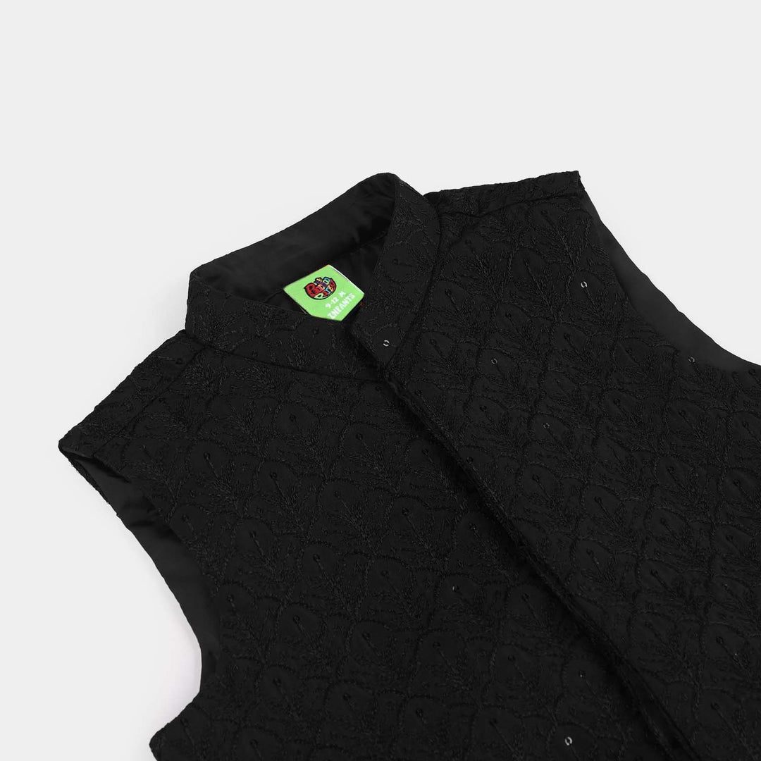 Infant Boys Poly Viscose Waistcoat (Charm)-BLACK