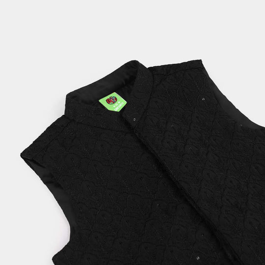 Infant Boys Poly Viscose Waistcoat (Charm)-BLACK