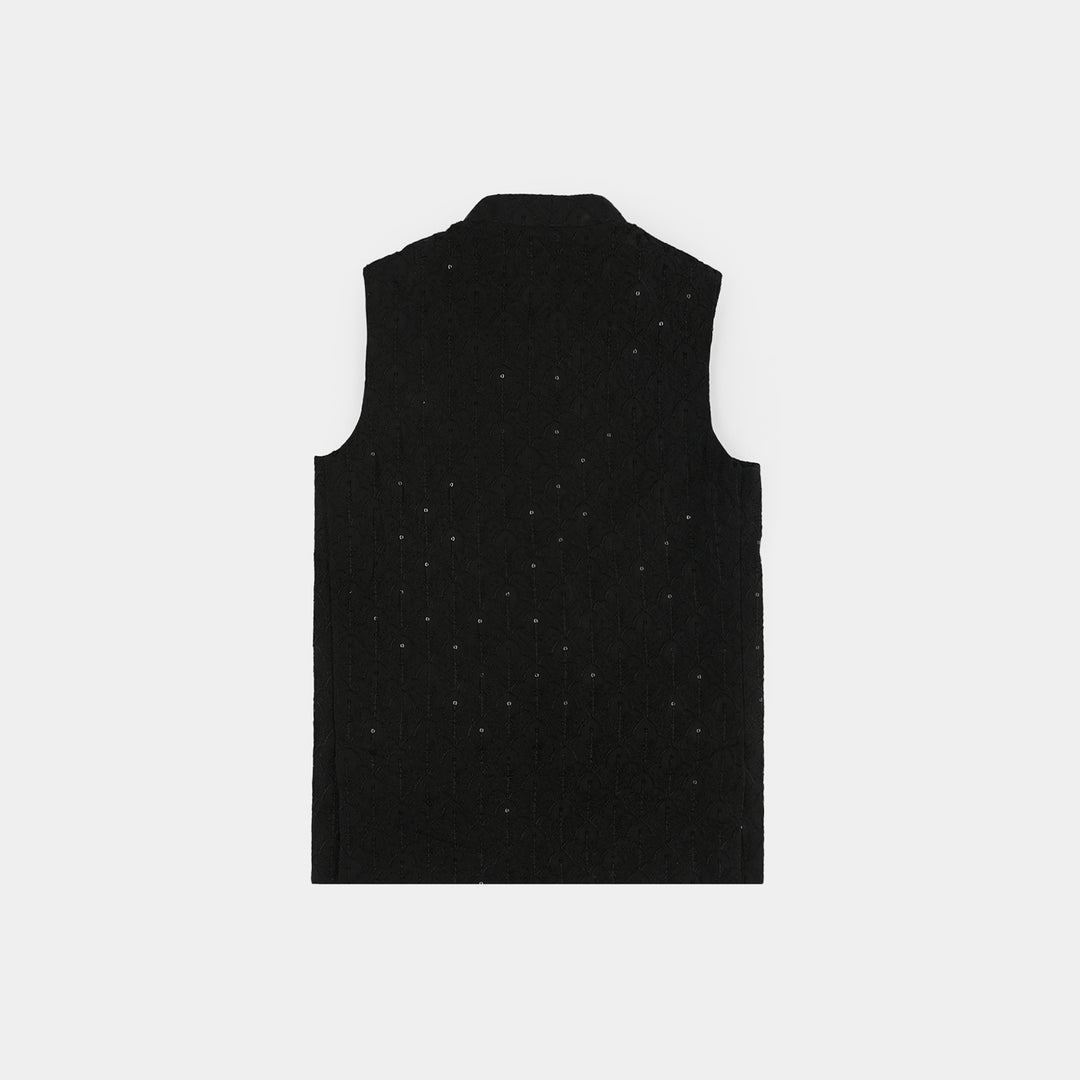 Infant Boys Poly Viscose Waistcoat (Charm)-BLACK